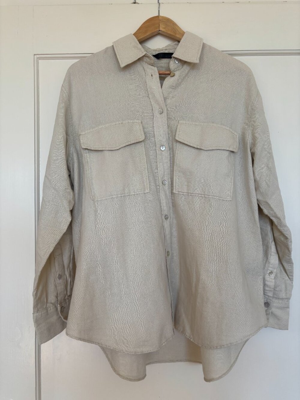 Zara Oversized Linen Shirt - ECRU - SIZE S